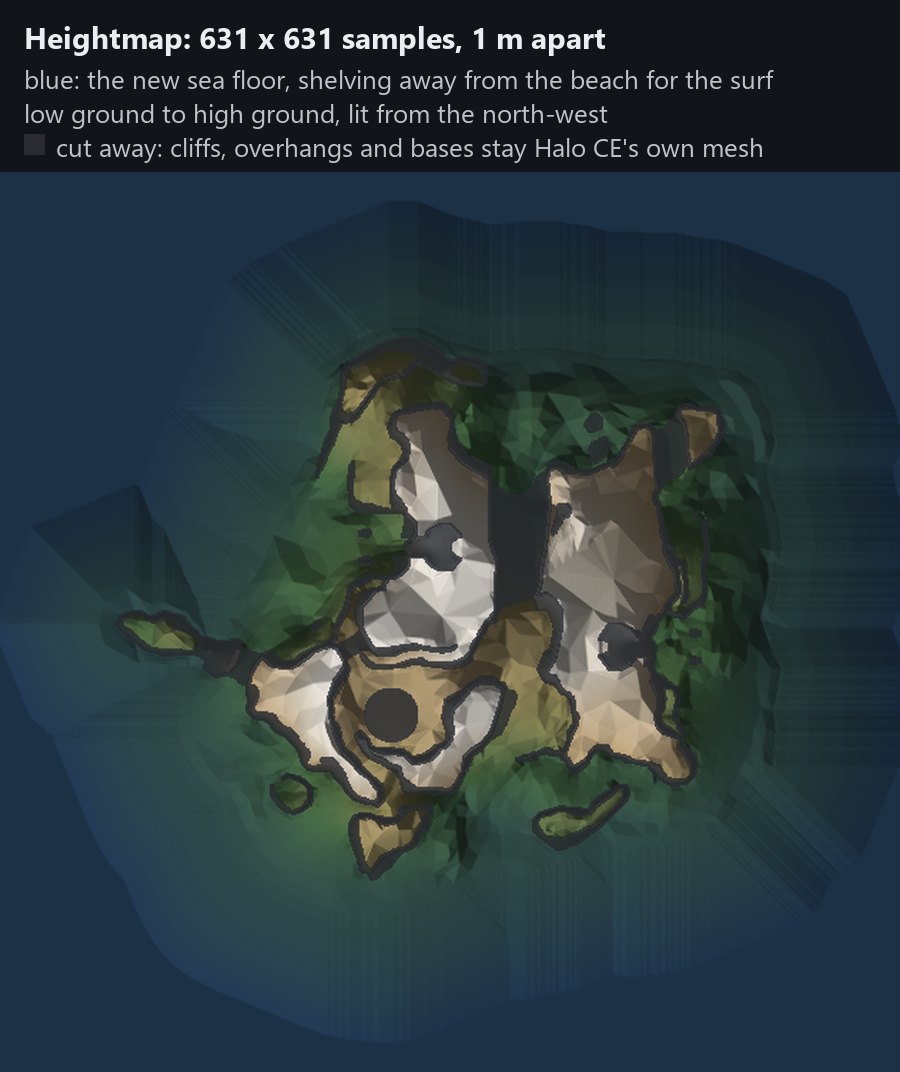 Death Island's heightmap, with its new sea floor