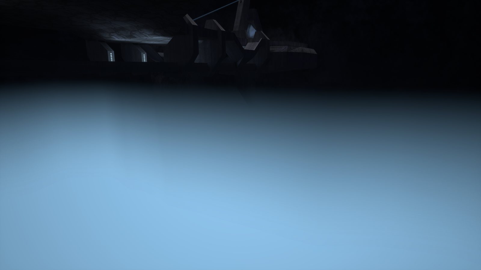 The cliff fading into the chasm's fog (classic)
