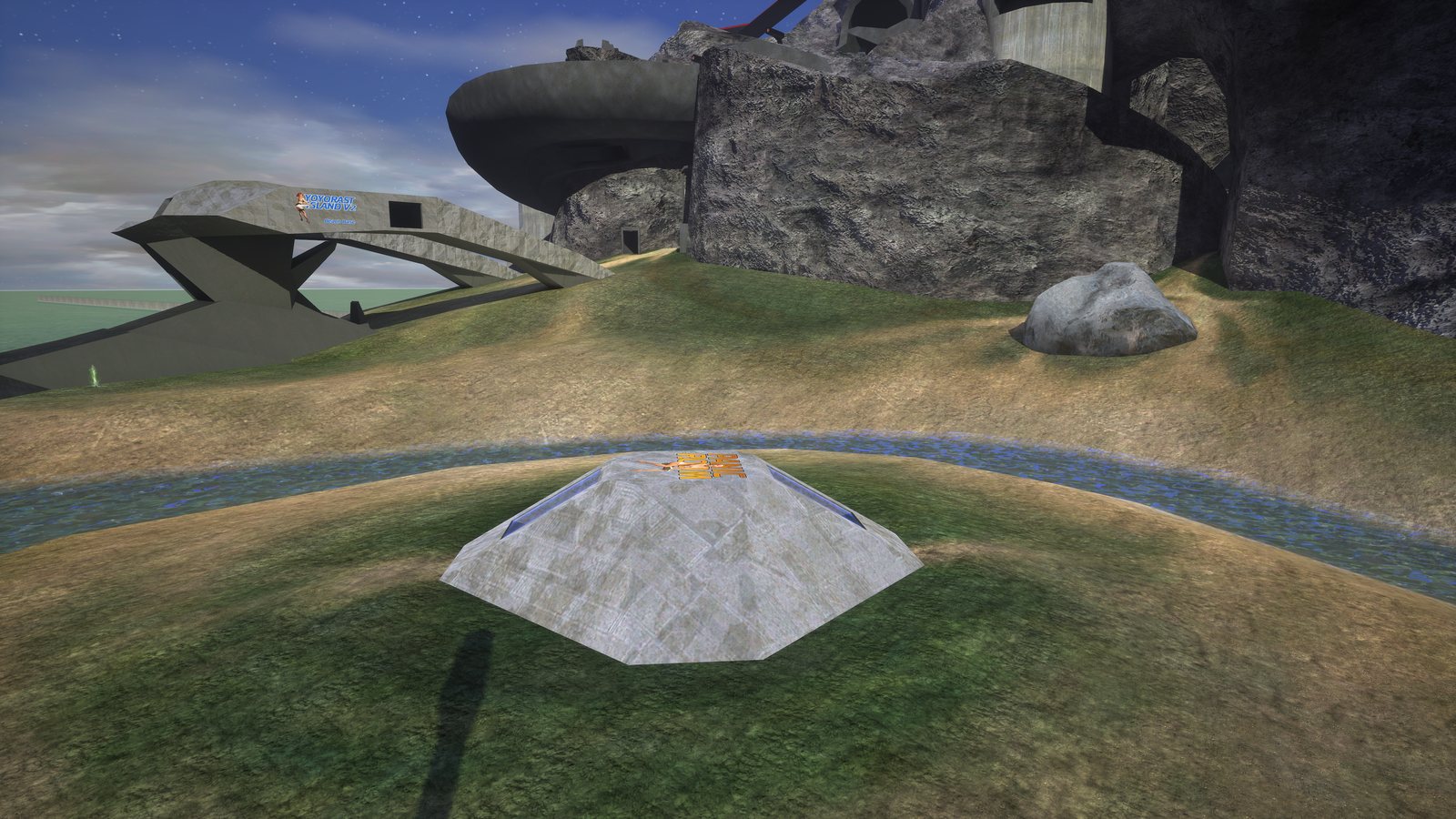 The islet's beach, across the channel (classic)
