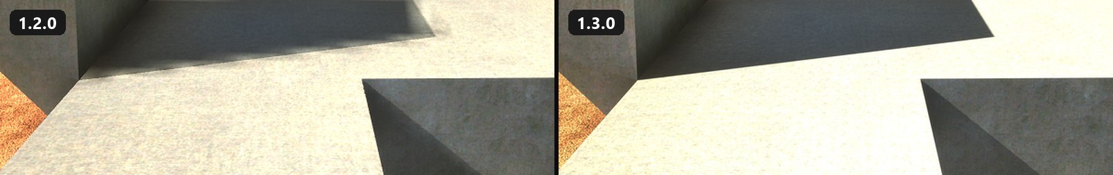 A pillar's shadow on a Blood Gulch base roof, 1.2.0 and 1.3.0
