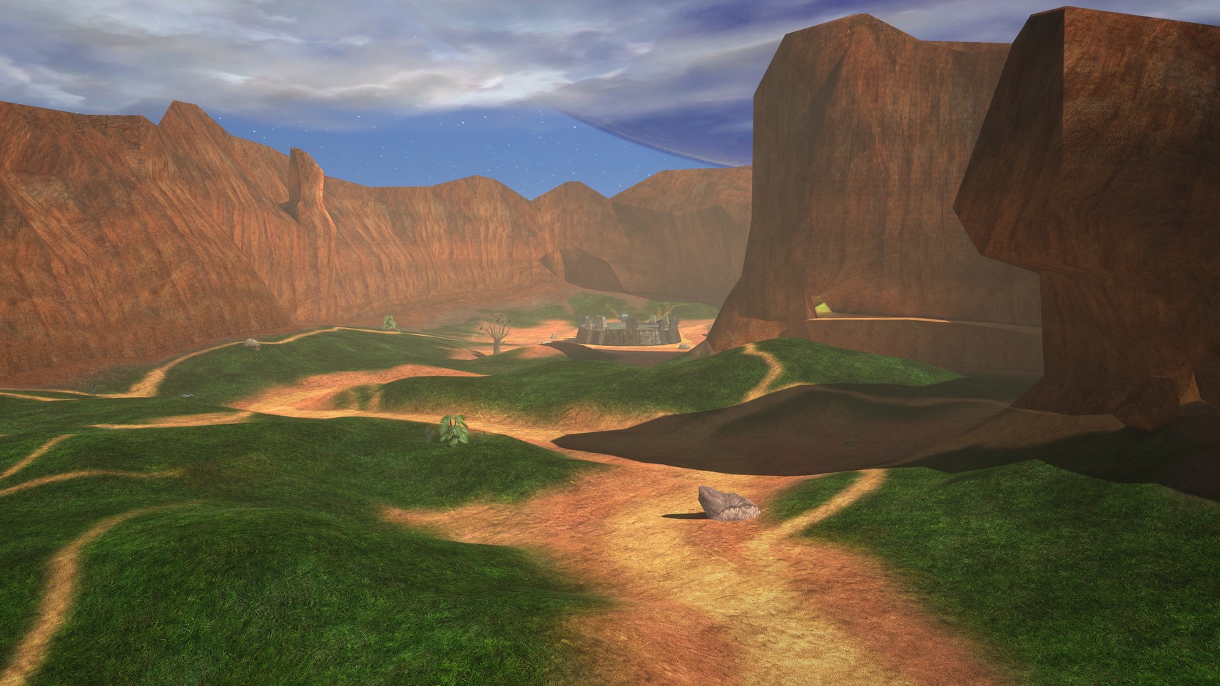 Blood Gulch, lit by Unreal Engine with Halo CE's colours