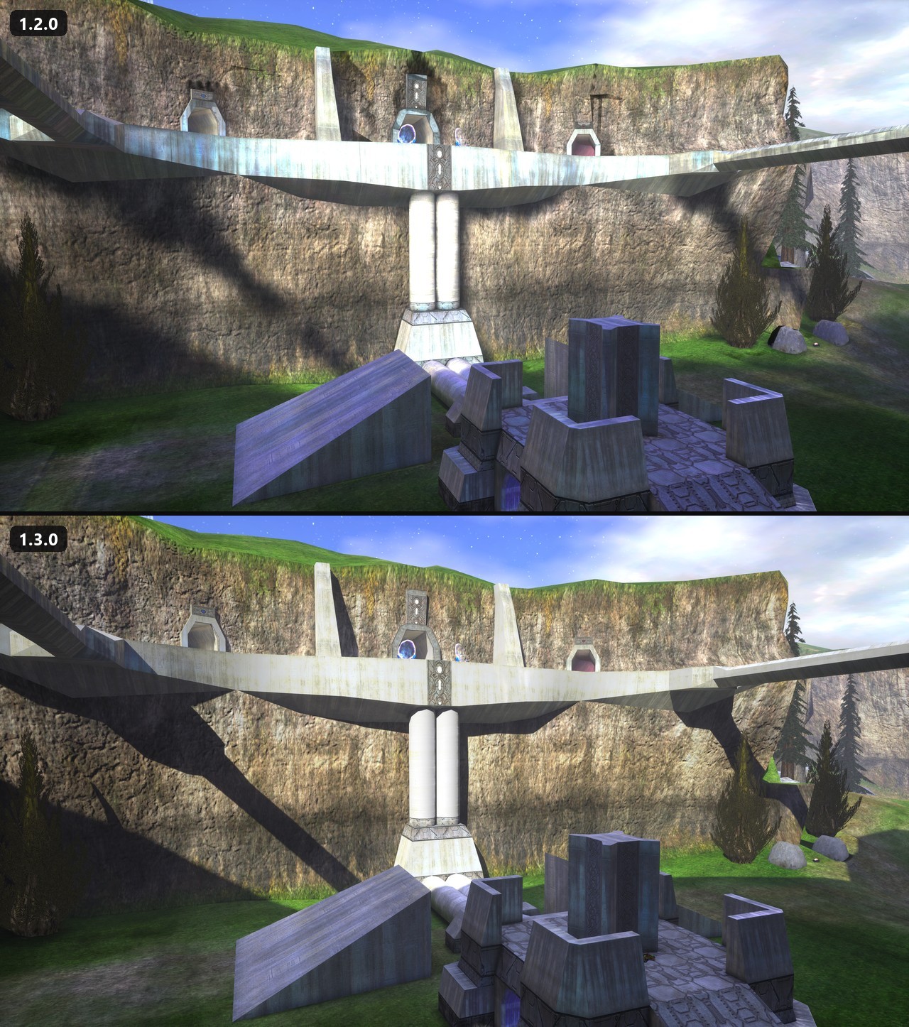 Danger Canyon's rocks and trees, before and after