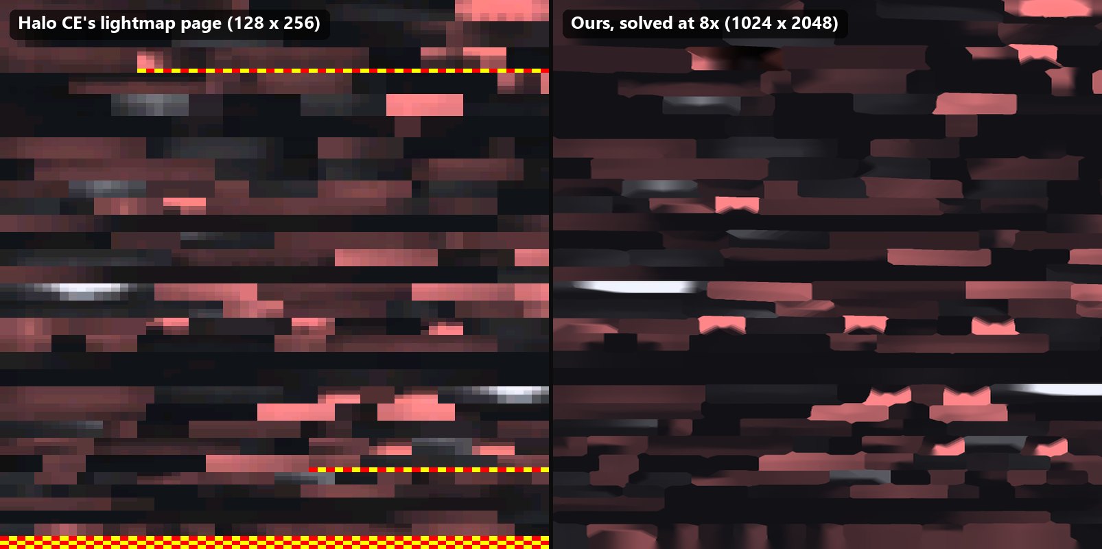 Part of a Death Island lightmap page: Halo CE's, and ours at eight times the size