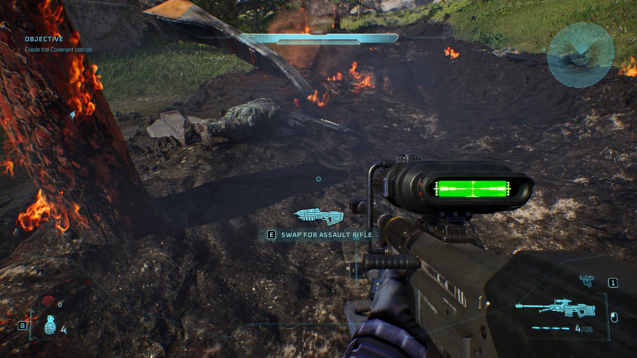 A sniper rifle at the a30 crash site that the shipped scenario does not place